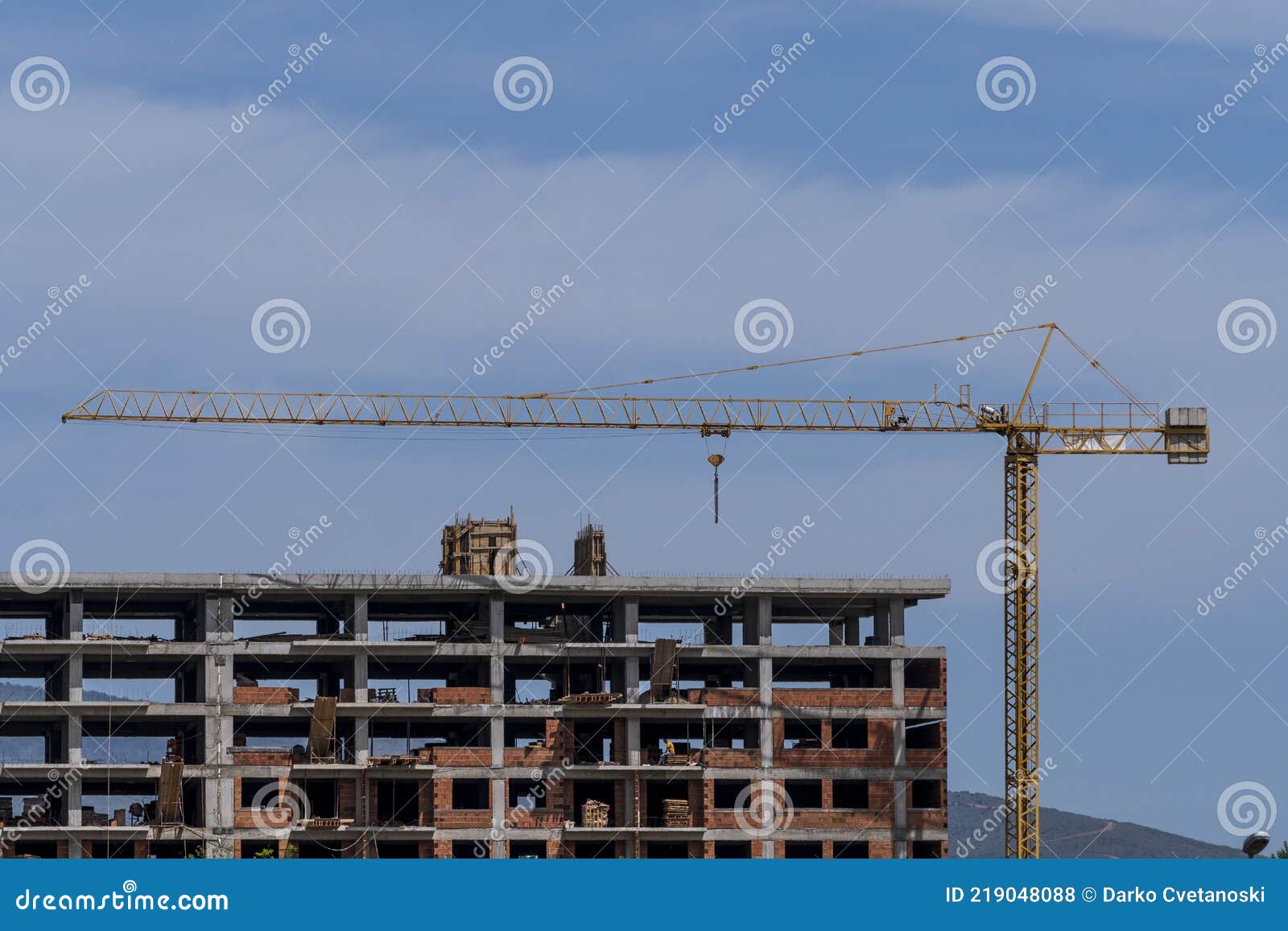 Construction of a Building with Many Living Quarters. Stock Photo