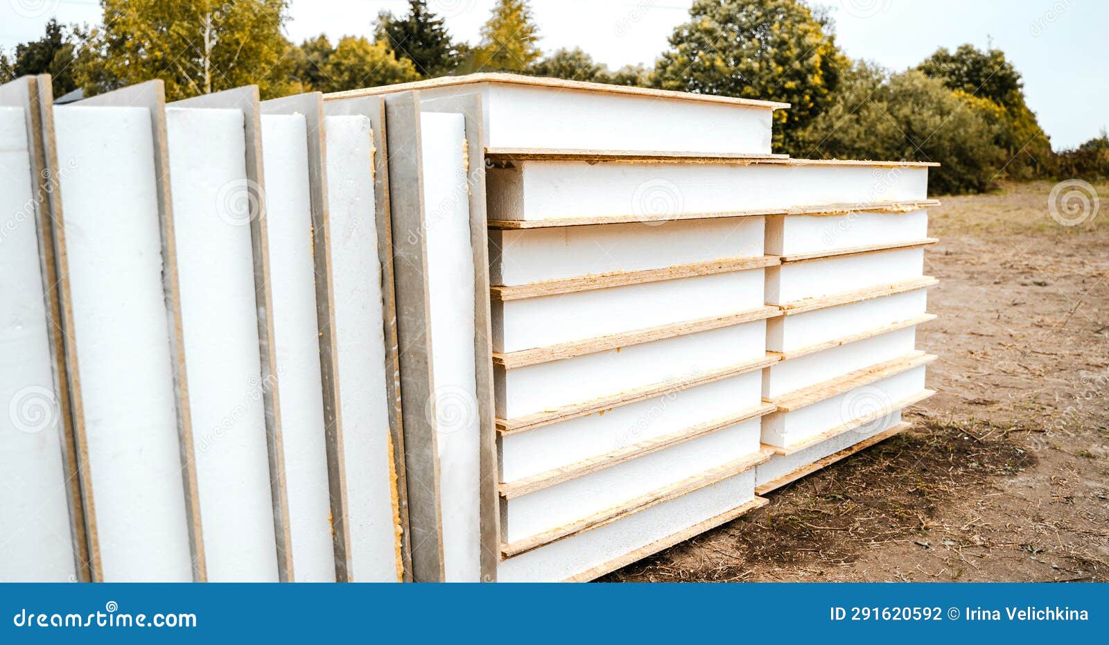 building construction of wooden frame house made of sip structural insulated panels. osb oriented strand board, eps