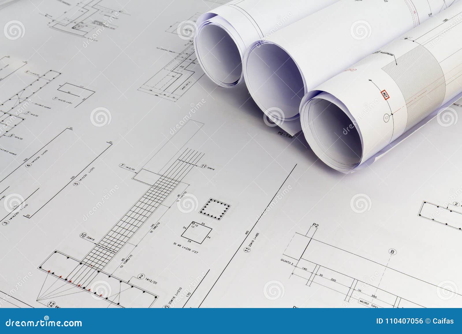 building : office desk with project drawings