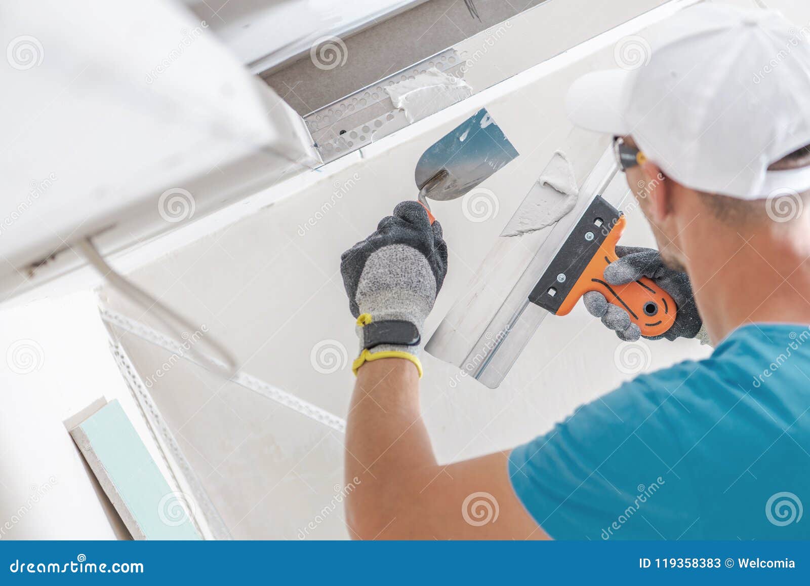 Building Drywall Ceiling Stock Image Image Of Compound 119358383