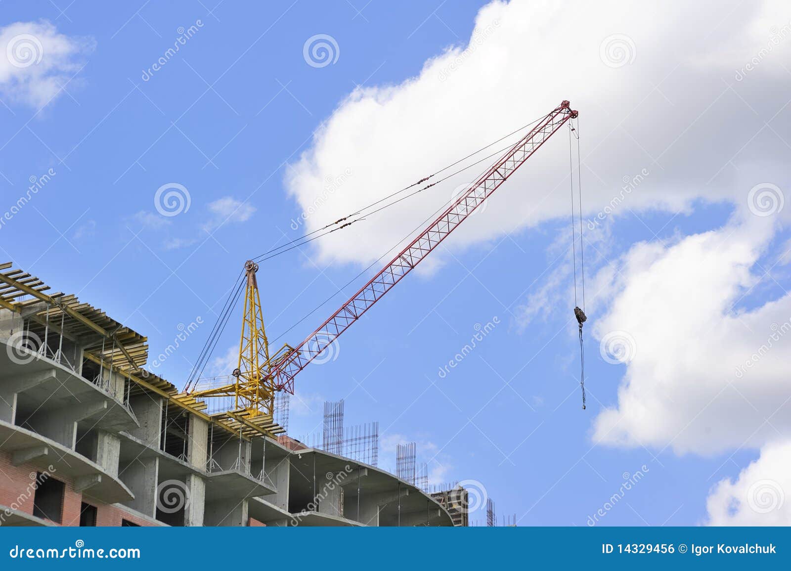 Building with Elevating Crane Stock Photo Image of build, high 14329456