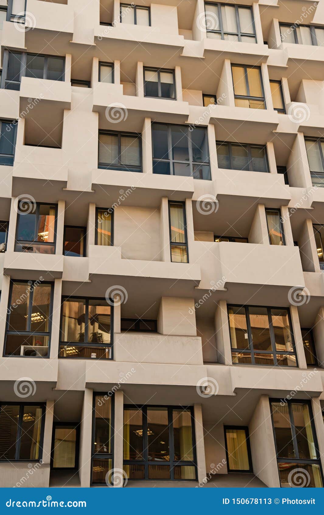 Building Facade With Windows Apartment House Or Residential Real