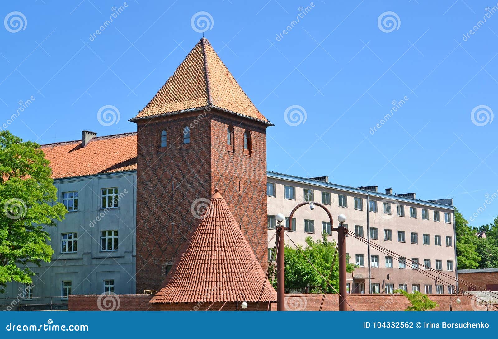 building of a gymnasium of jesuits and watchtower. braniewo, pol