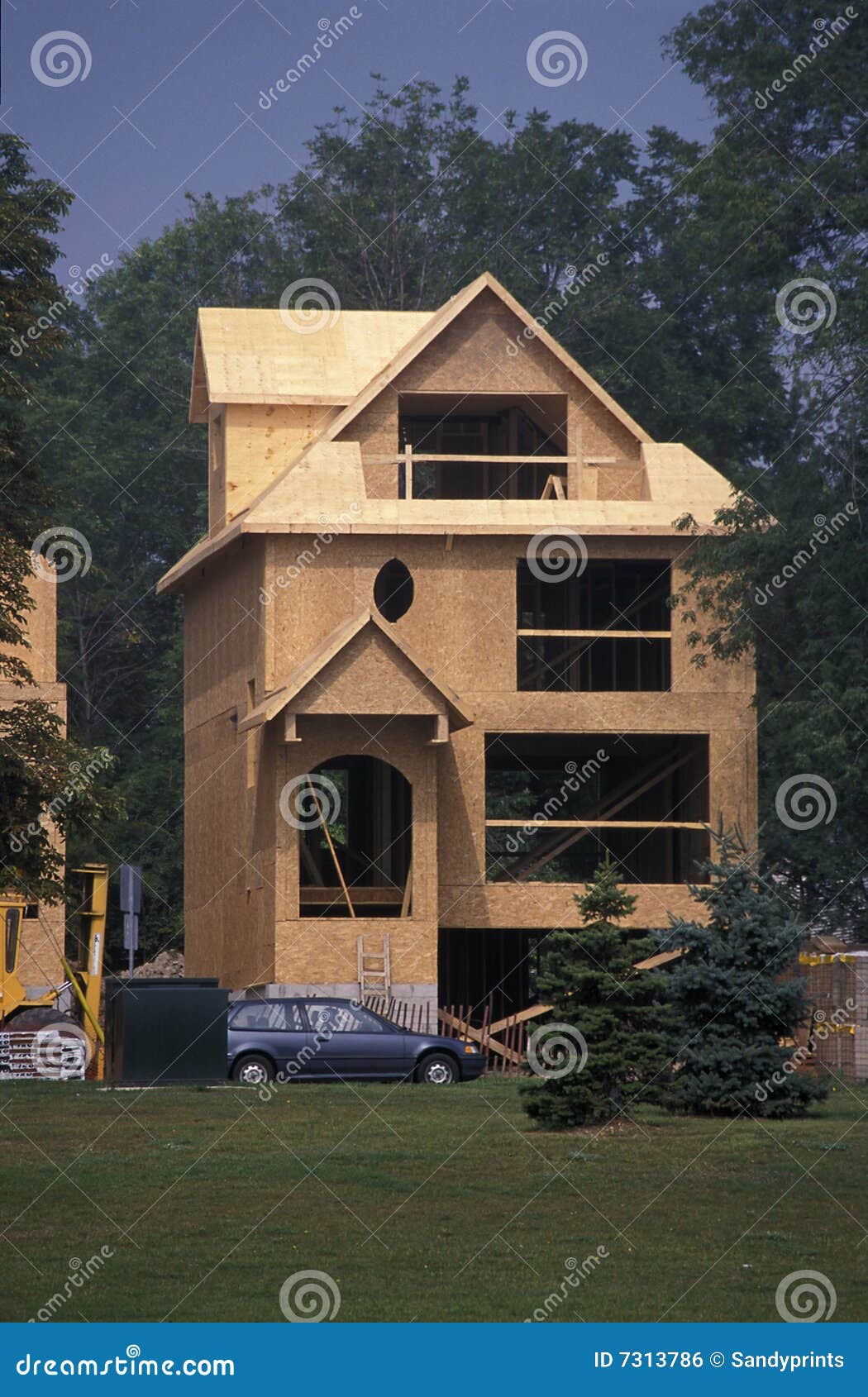 Building a house in Canada stock photo. Image of frame 7313786