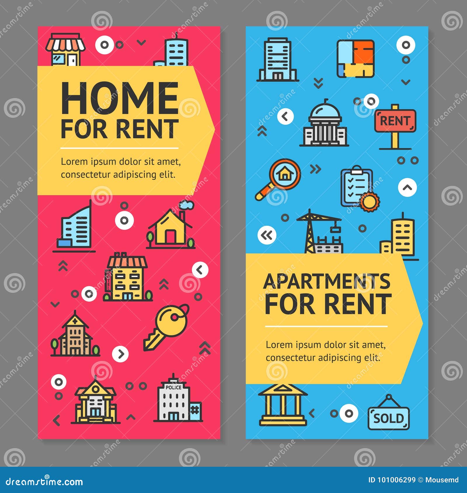 Building House or Home and Apartment for Rent Flyer Banner Posters Intended For Apartment Rental Flyer Template