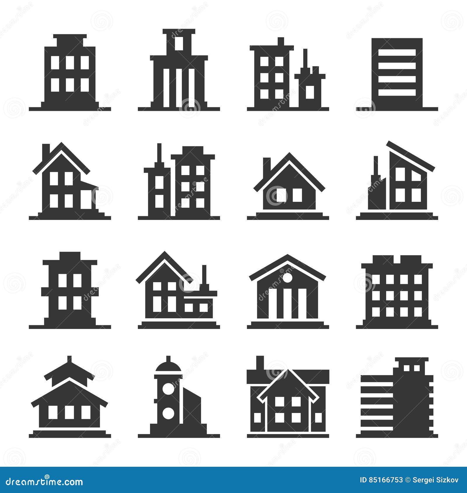 Building Icons Set stock vector. Illustration of industry 85166753