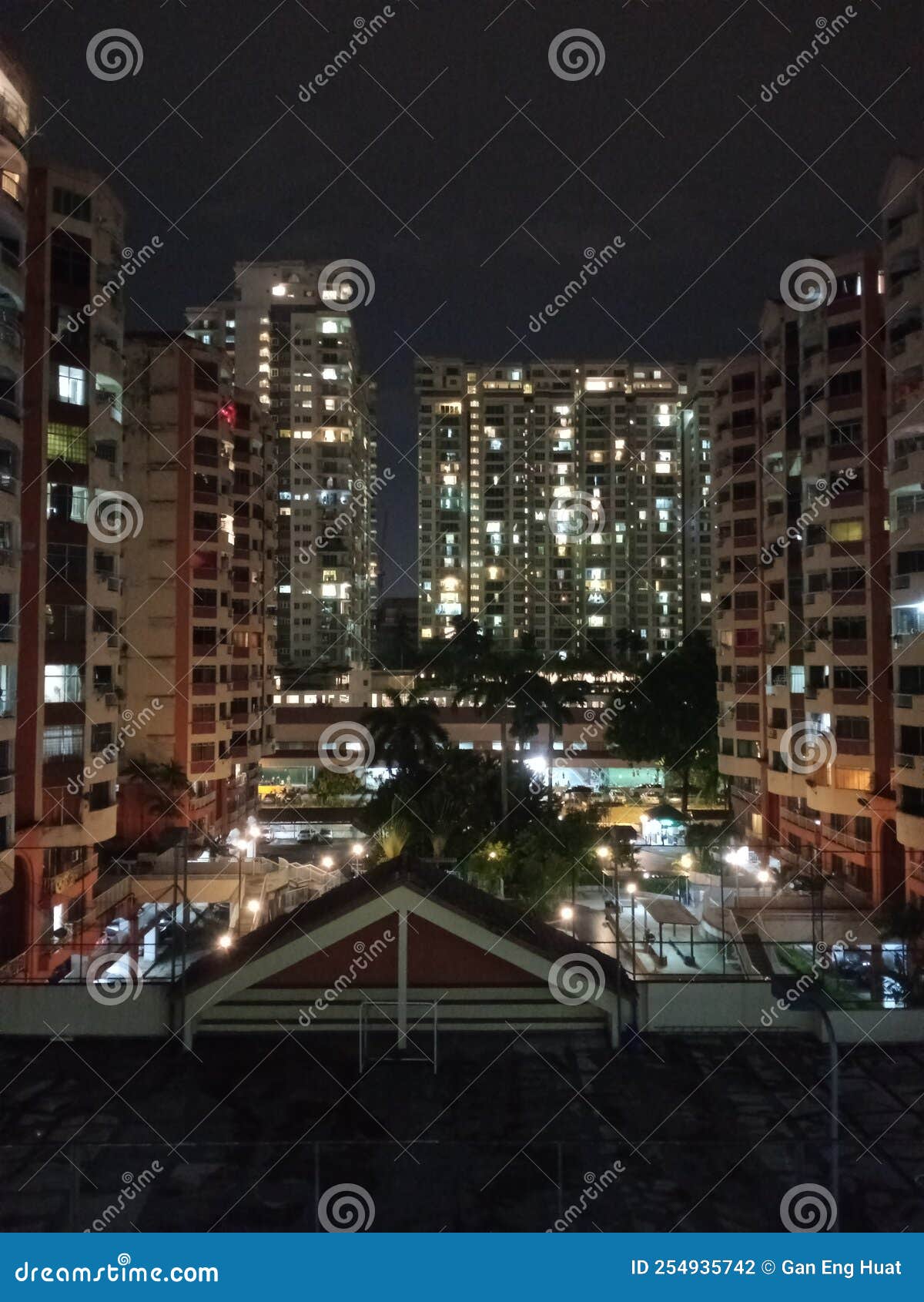 Building Lights in Night Vision from Malaysia Kuala Lumpur Editorial