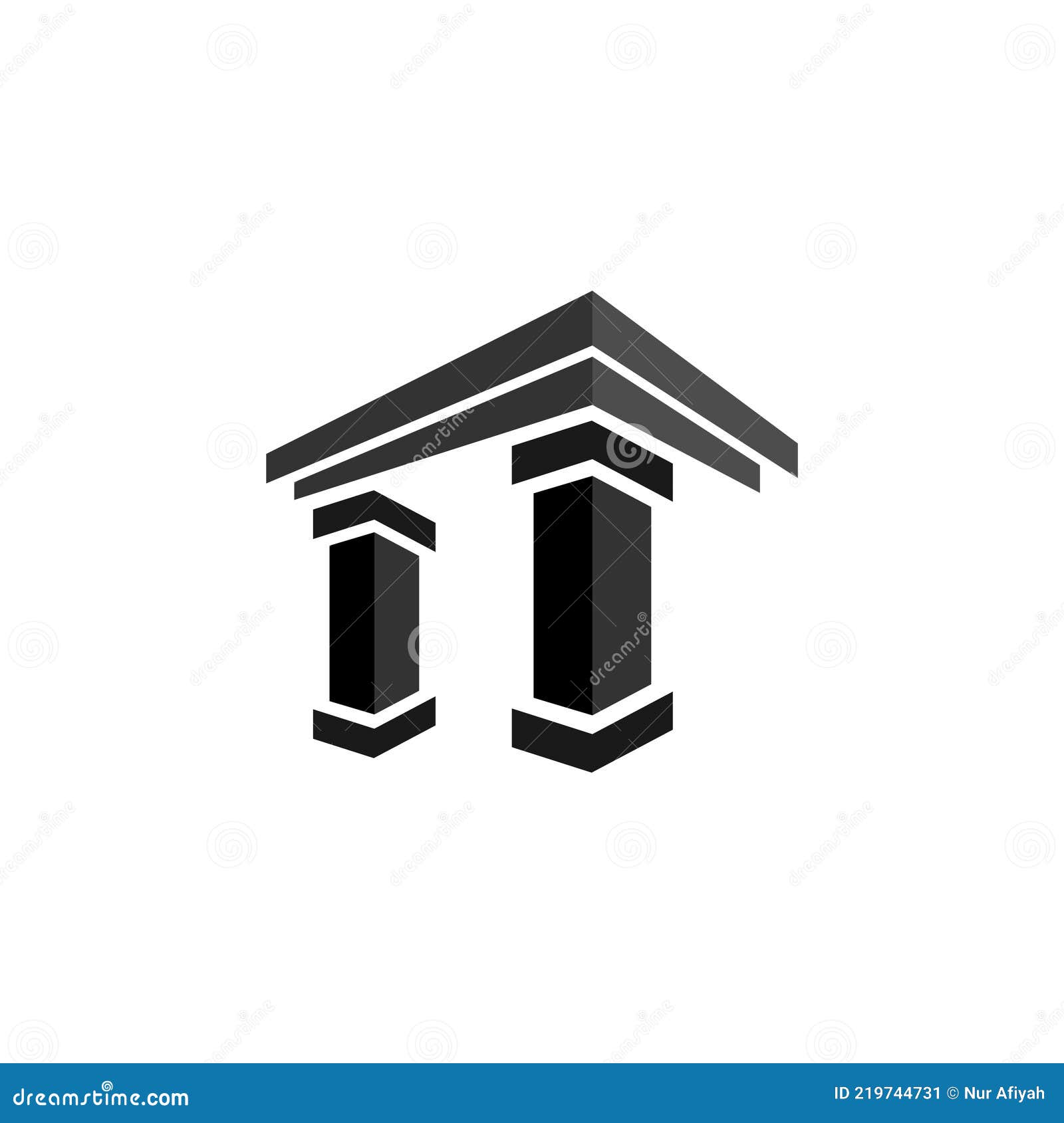 Building Logo with Pillar Design Template, Simple Style Stock Vector