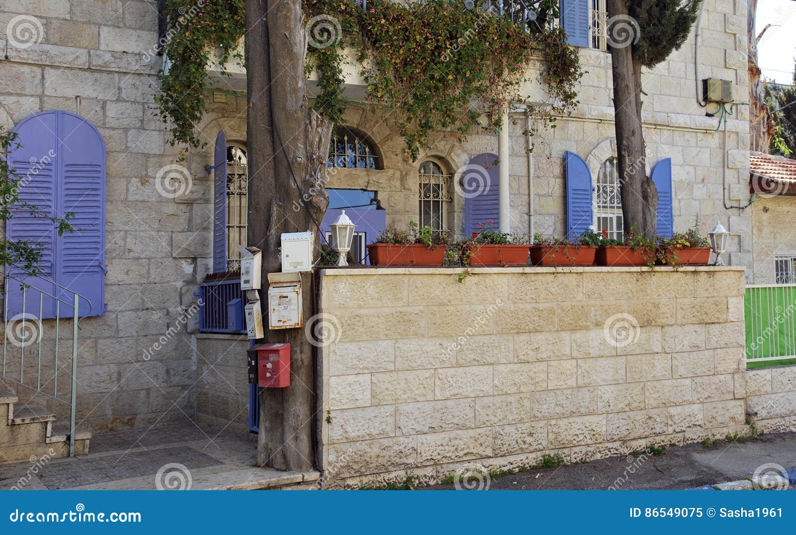 Building with Mailboxs in German Colony. Jerusalem Stock Image Image