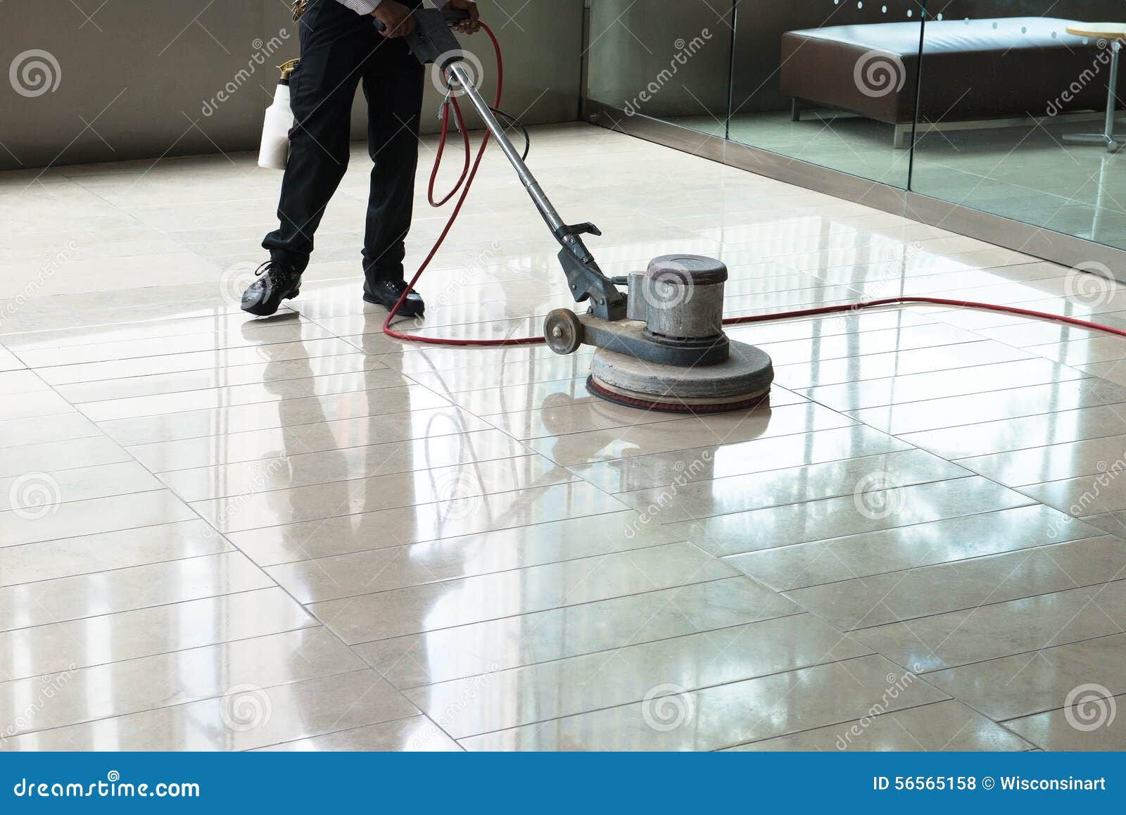 Building Maintenance, Cleaning, Floor Polishing Stock Photo Image of