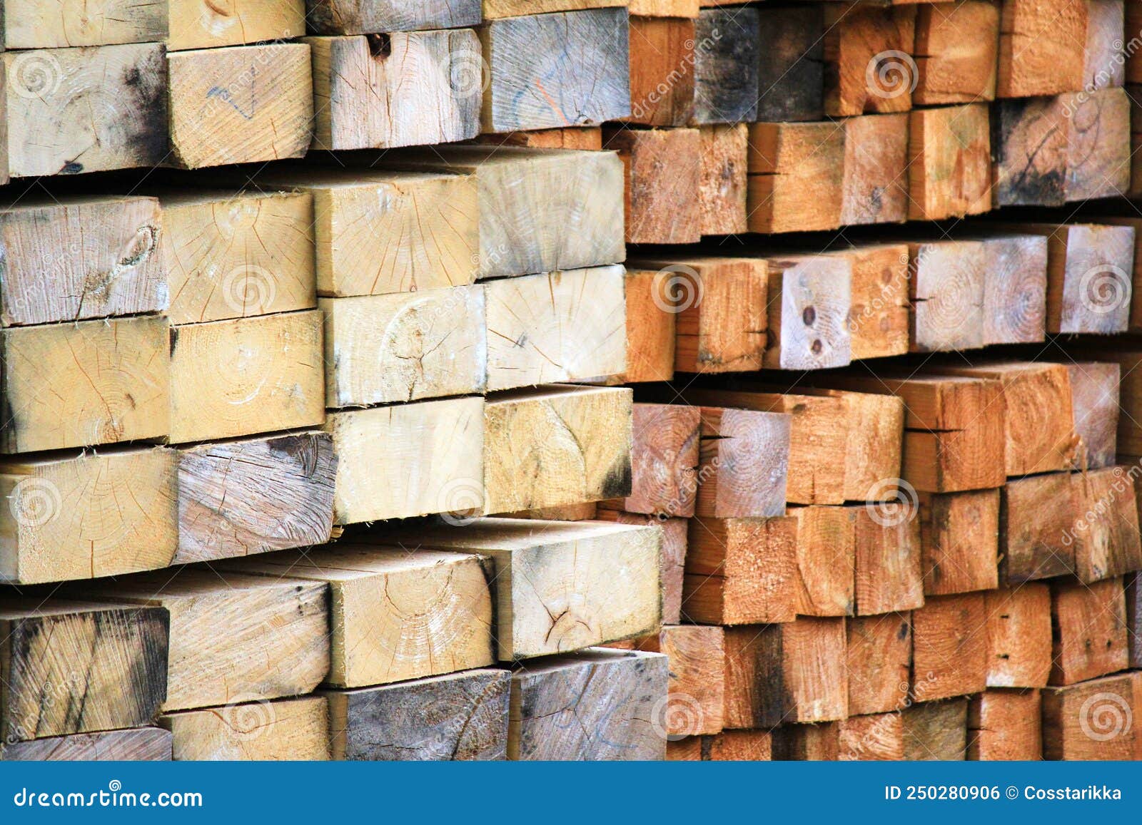 Building Material Made of Wood in the Form of Boards Stock Photo