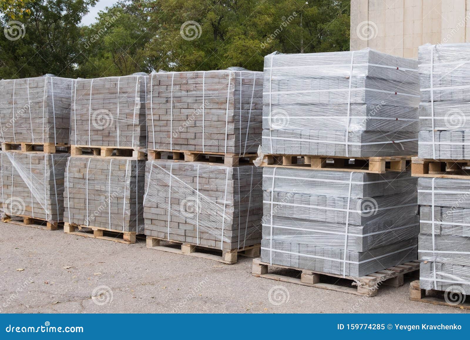 Building Materials Outdoors. Packed New Building Materials Stock Image