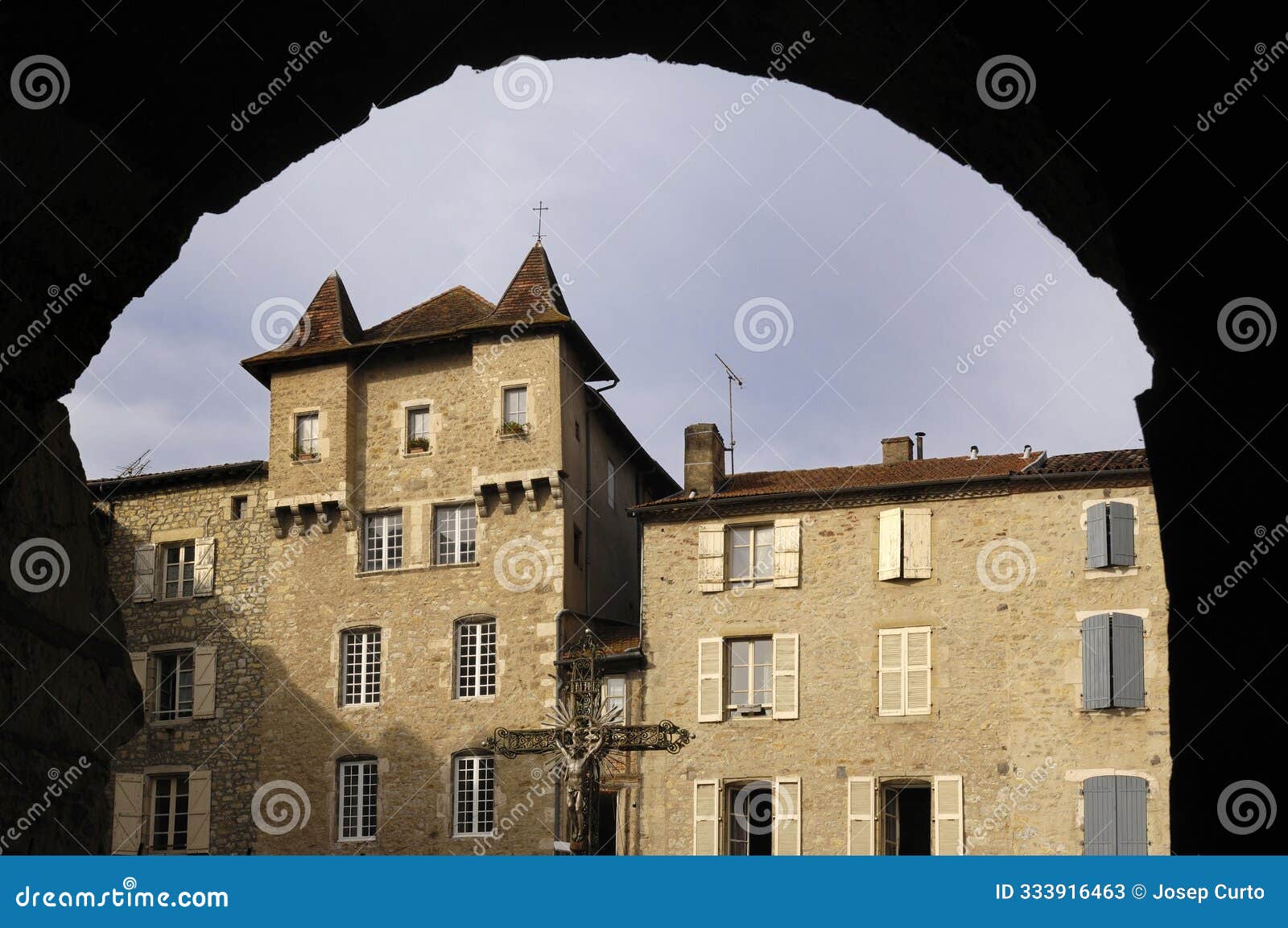 building at notre-dame  square, villefranche de rouergue,