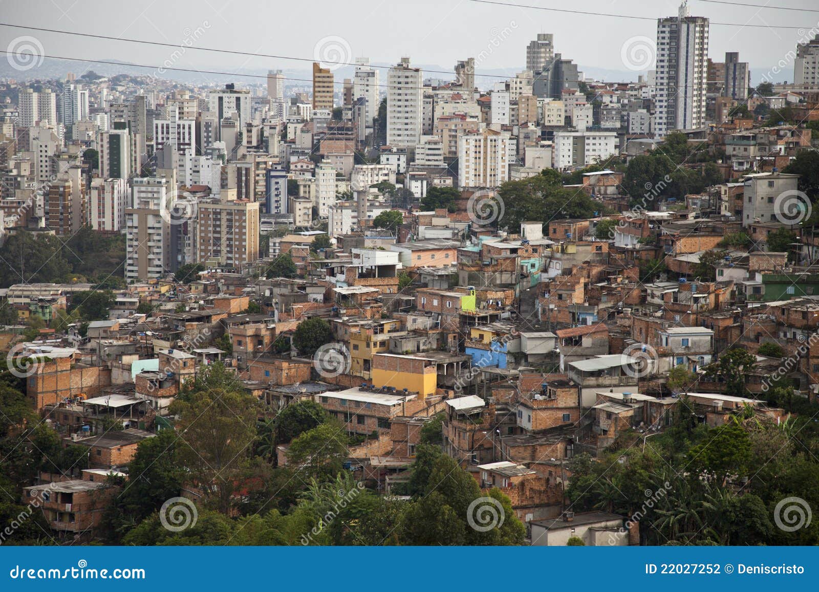 building and poor slum of brazil.