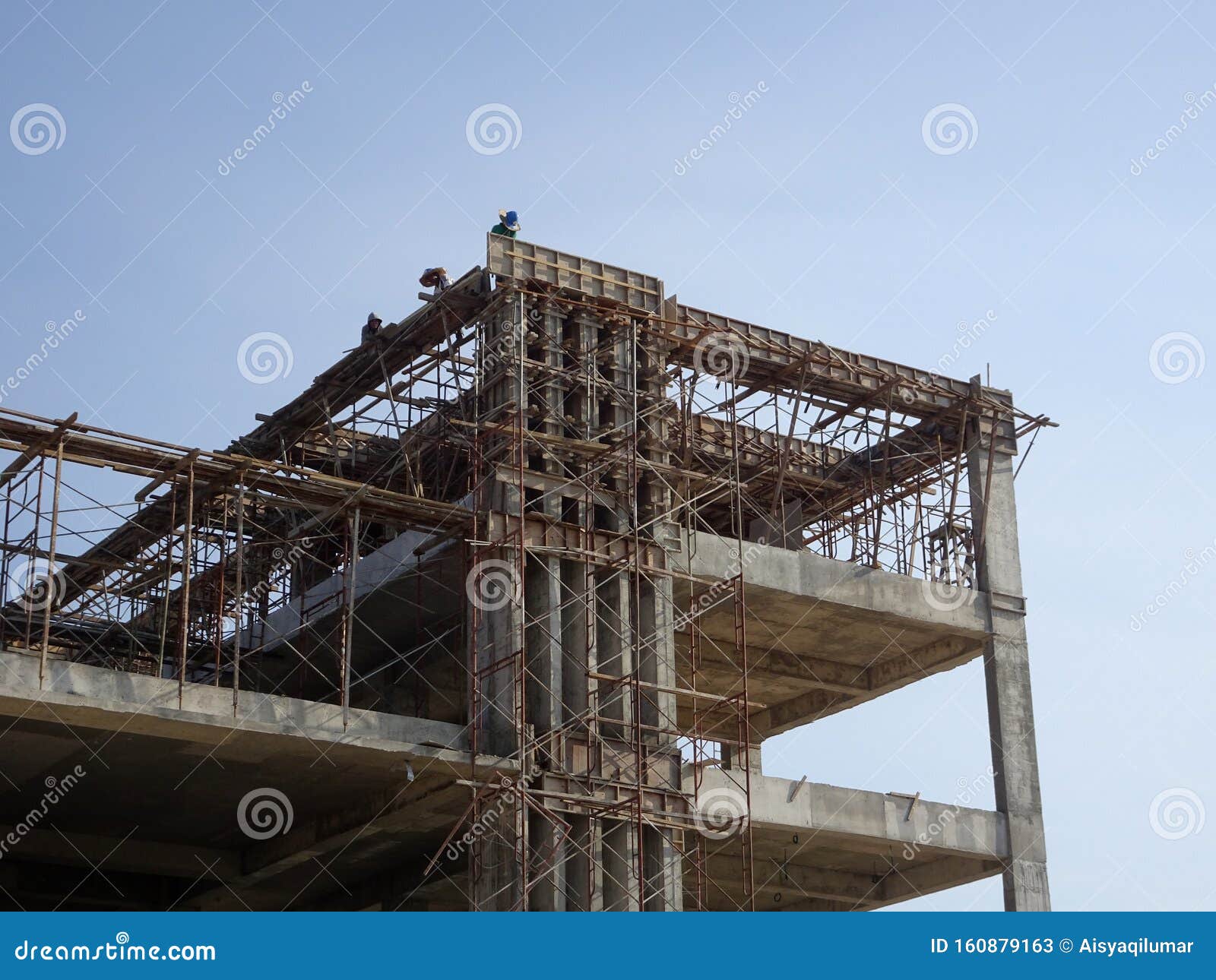 Building Reinforcement Concrete Structure at the Construction Site