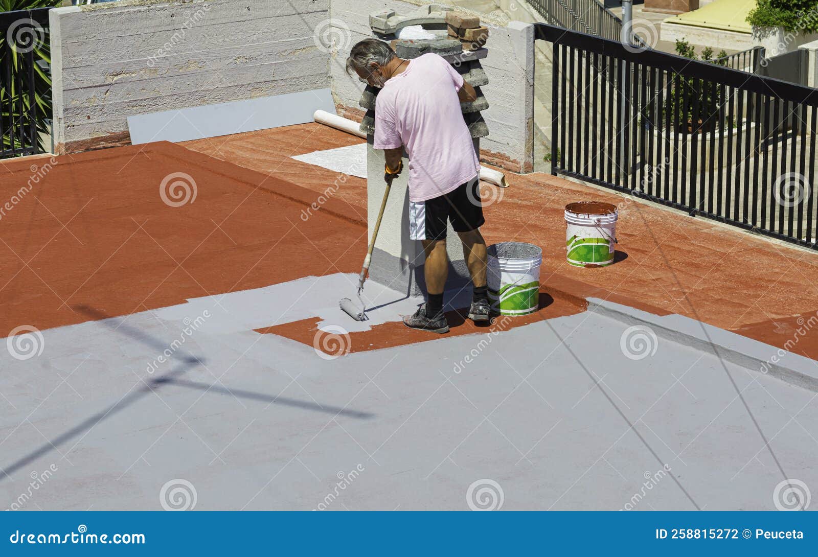 Waterproofing the House Terrace with Red Rubber Waterproof Coating