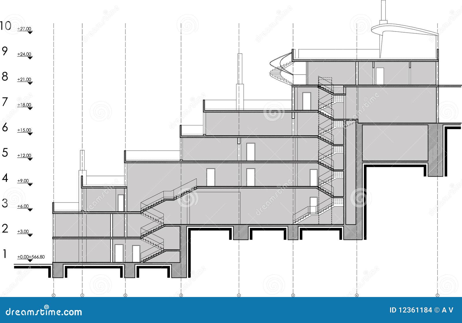 Building Section Drawing Vector Illustration | CartoonDealer.com #12361184