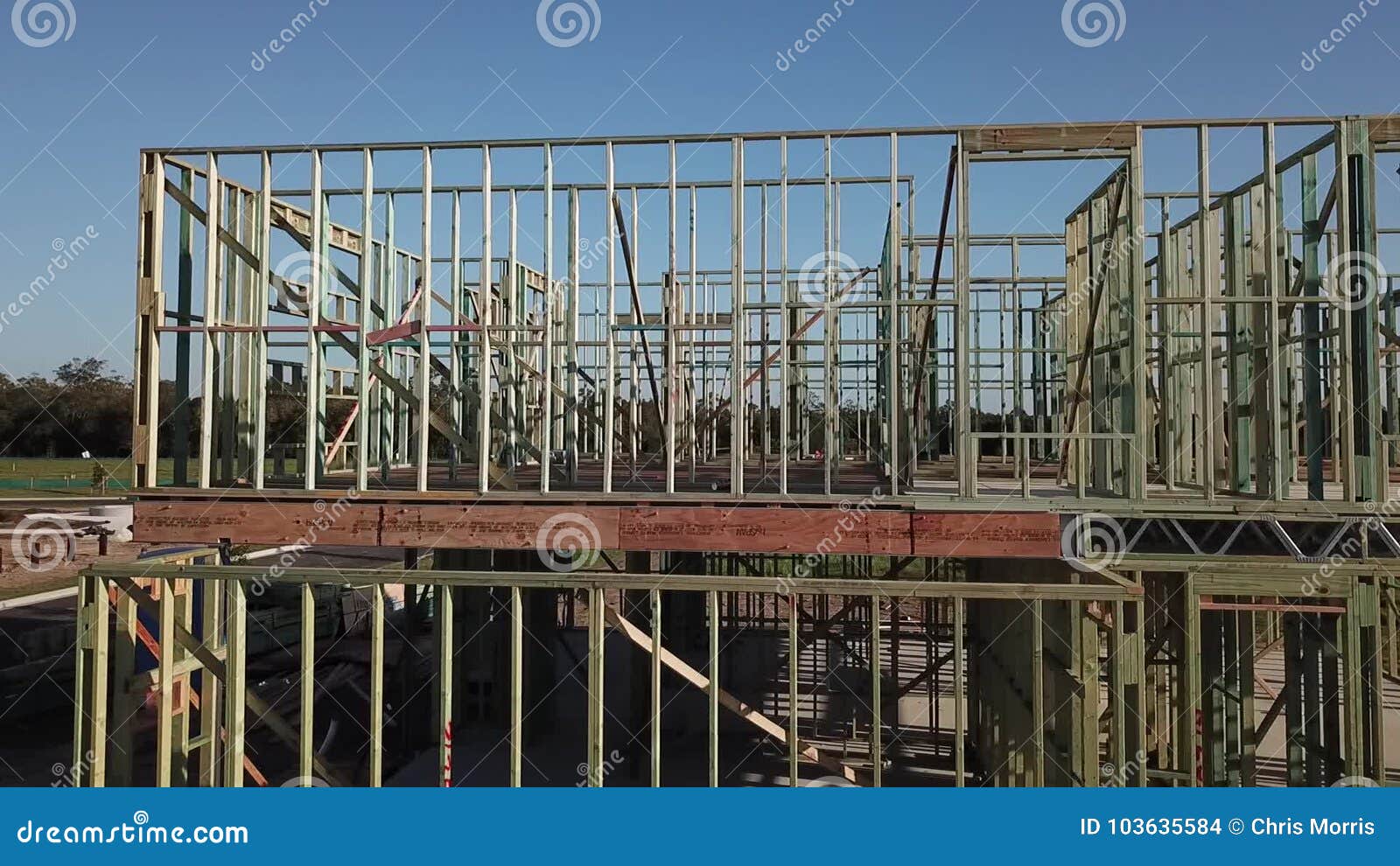 Floor Joists And Timber Frame Two Storey Home Stock Footage