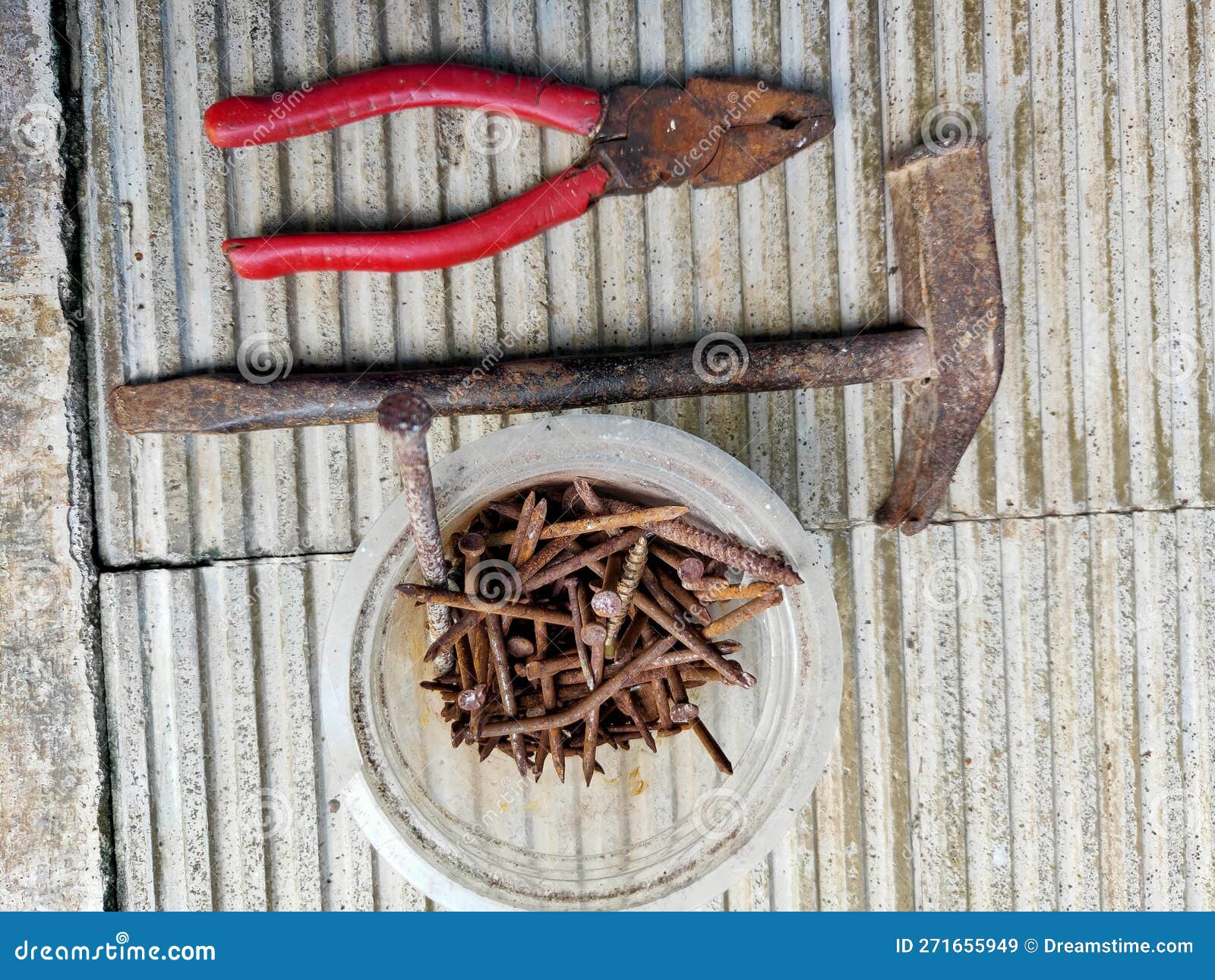 A Building Tool in the Form of Nails, Hammer, and Pliers Stock Image Image of drawing, hammer