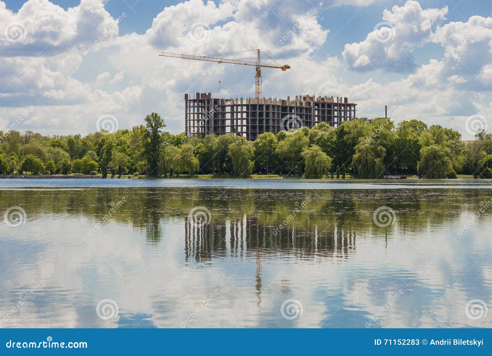 Building Under Construction on the Bank of Big Lake Stock Image Image