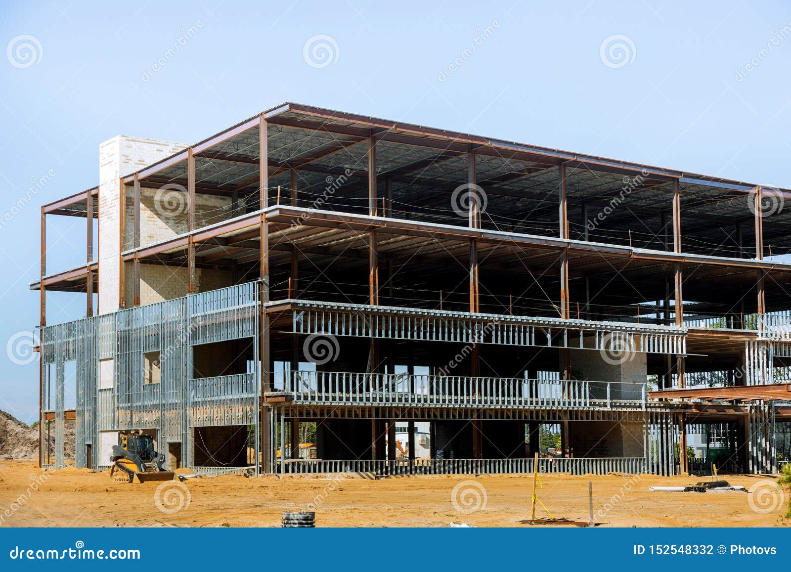 Building Under Construction With Steel Beam Stock Photo