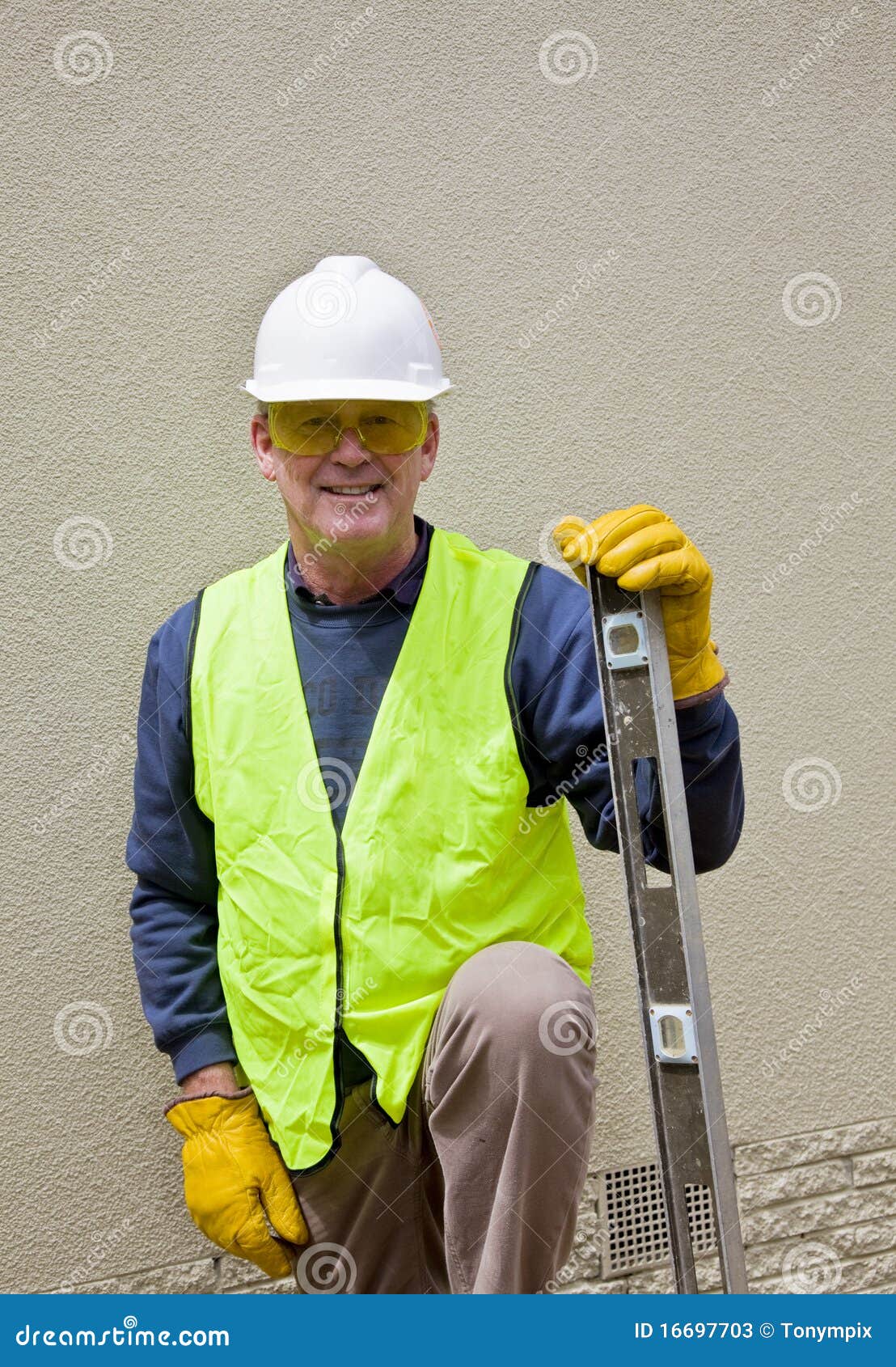 Building Worker in Safety Gear Stock Image Image of glasses