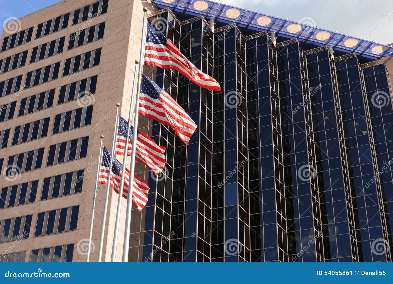 Buildings And American Flags . Stock Image Image of patriotism, architecture 54955861