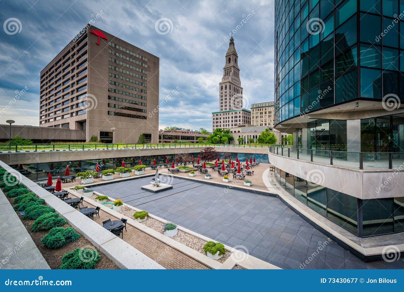 Buildings and Courtyard in Downtown Hartford, Connecticut. Editorial