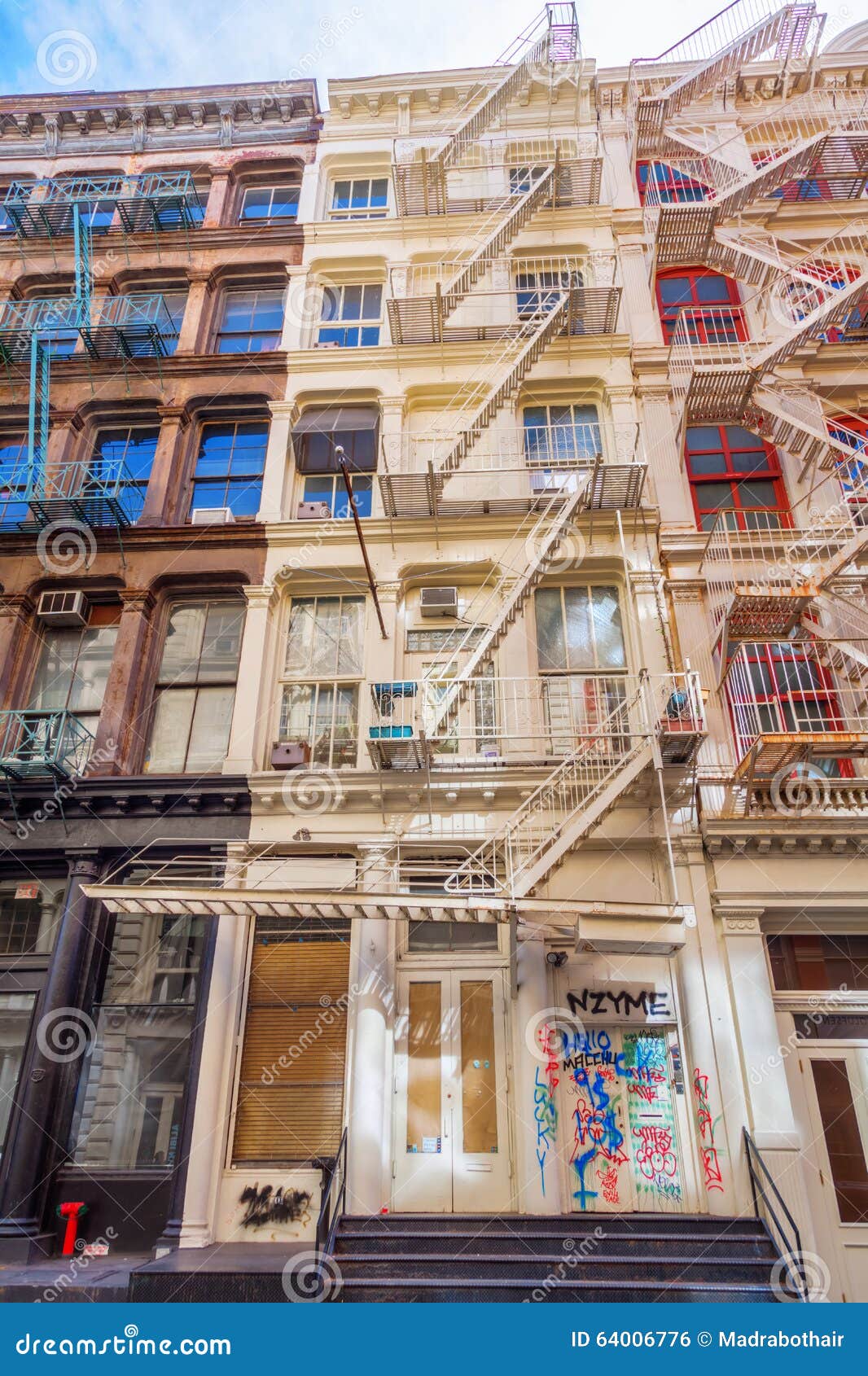 Buildings with Fire Escape Stairs in Soho, NYC Stock Photo - Image of ...