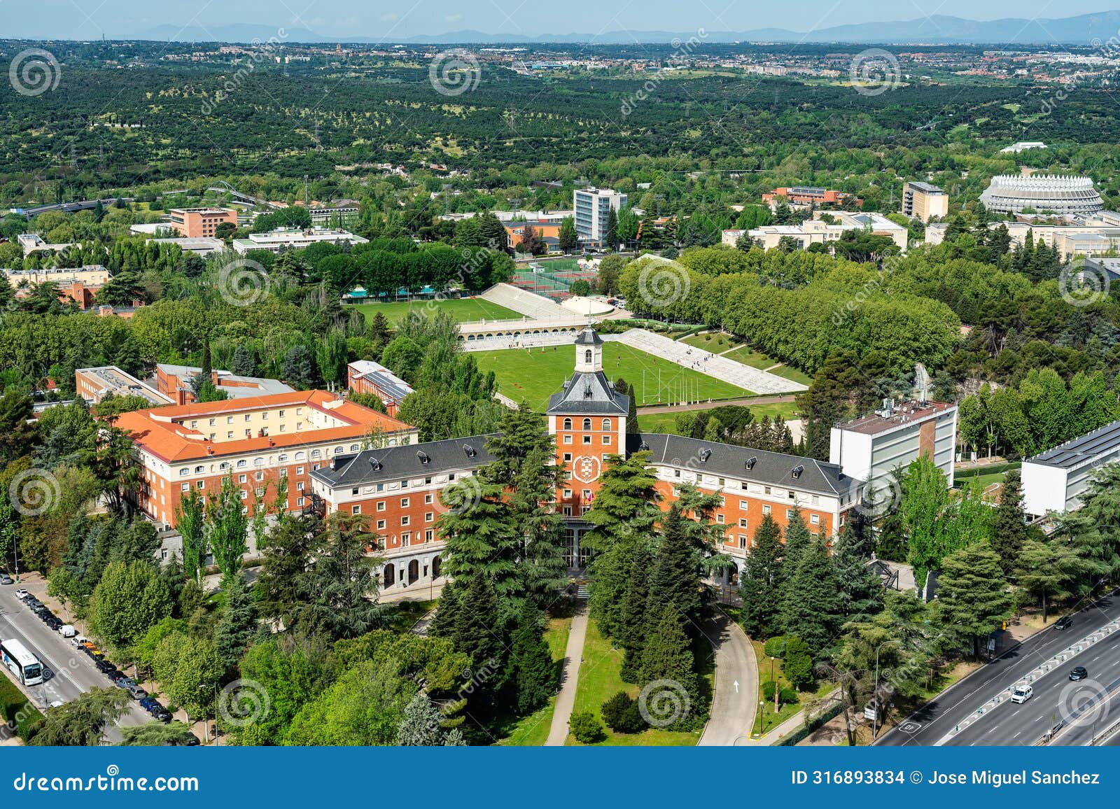 buildings of the great complutense university of madrid in the north of the city, spain.