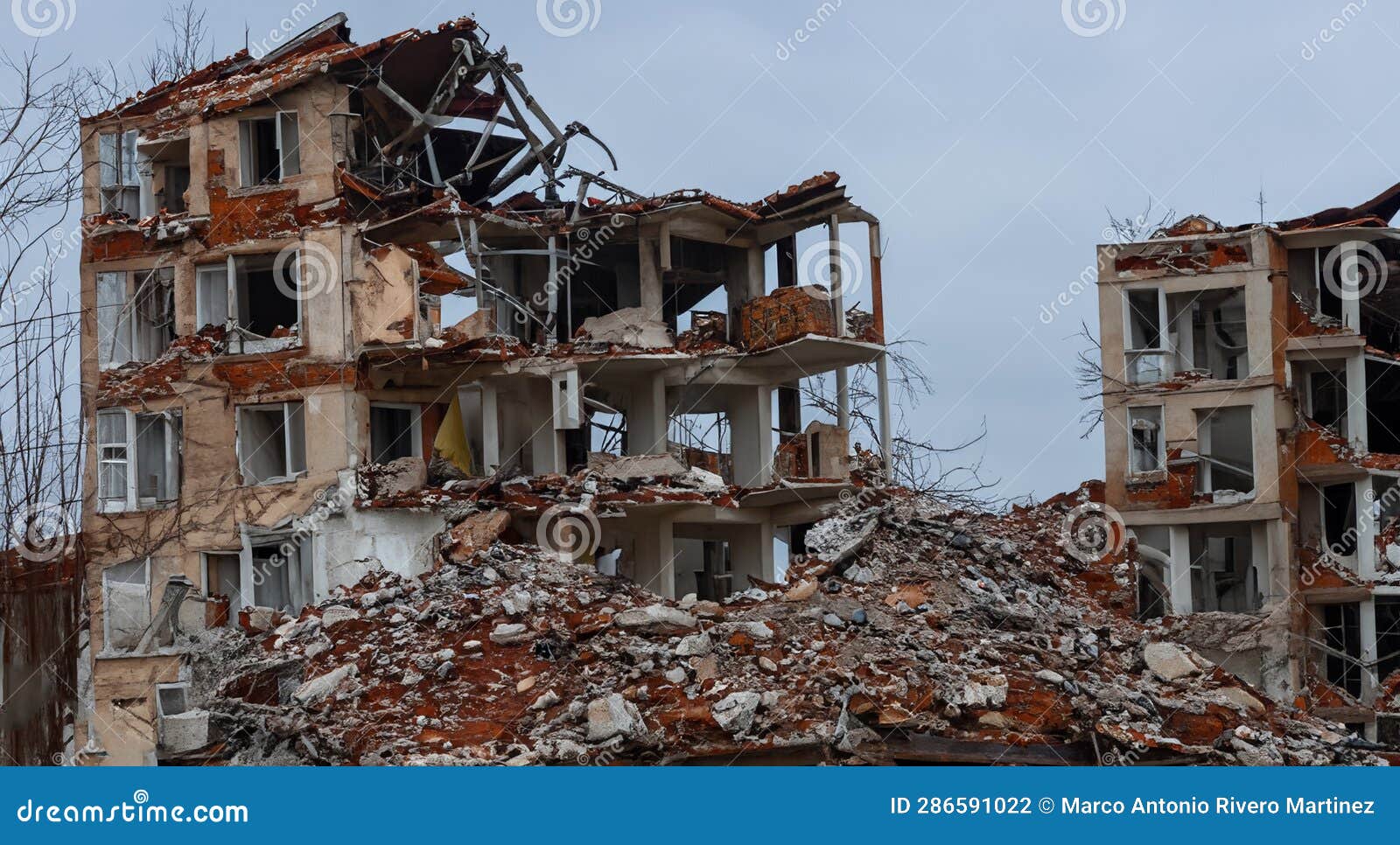 Buildings and Houses Destroyed by Earthquake Stock Photo Image of