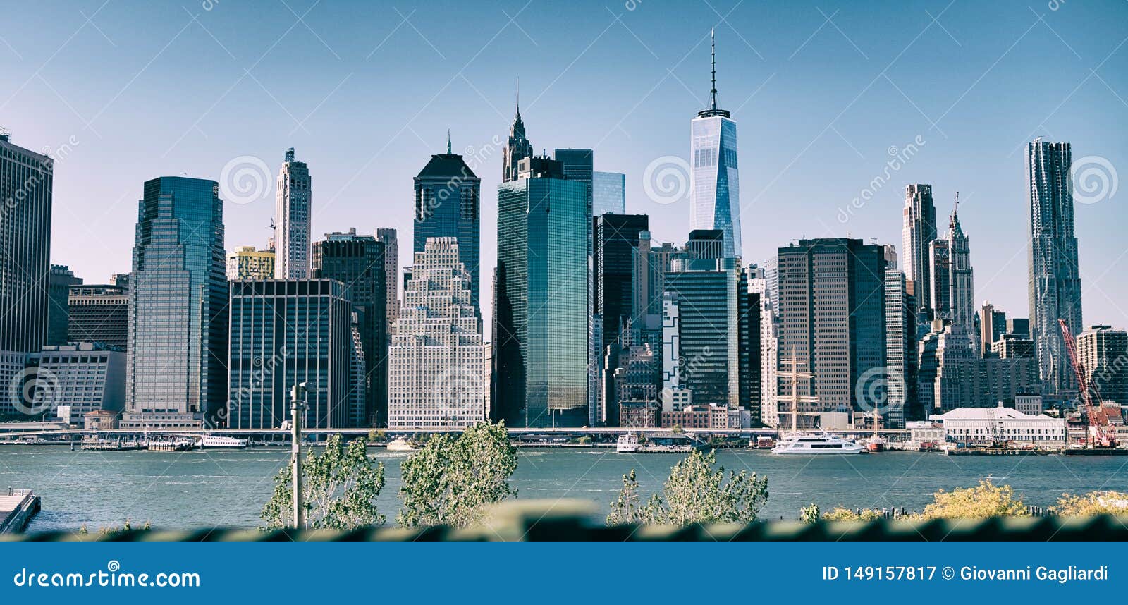 Buildings of Lower Manhattan, View from a Moving Car in Brooklyn