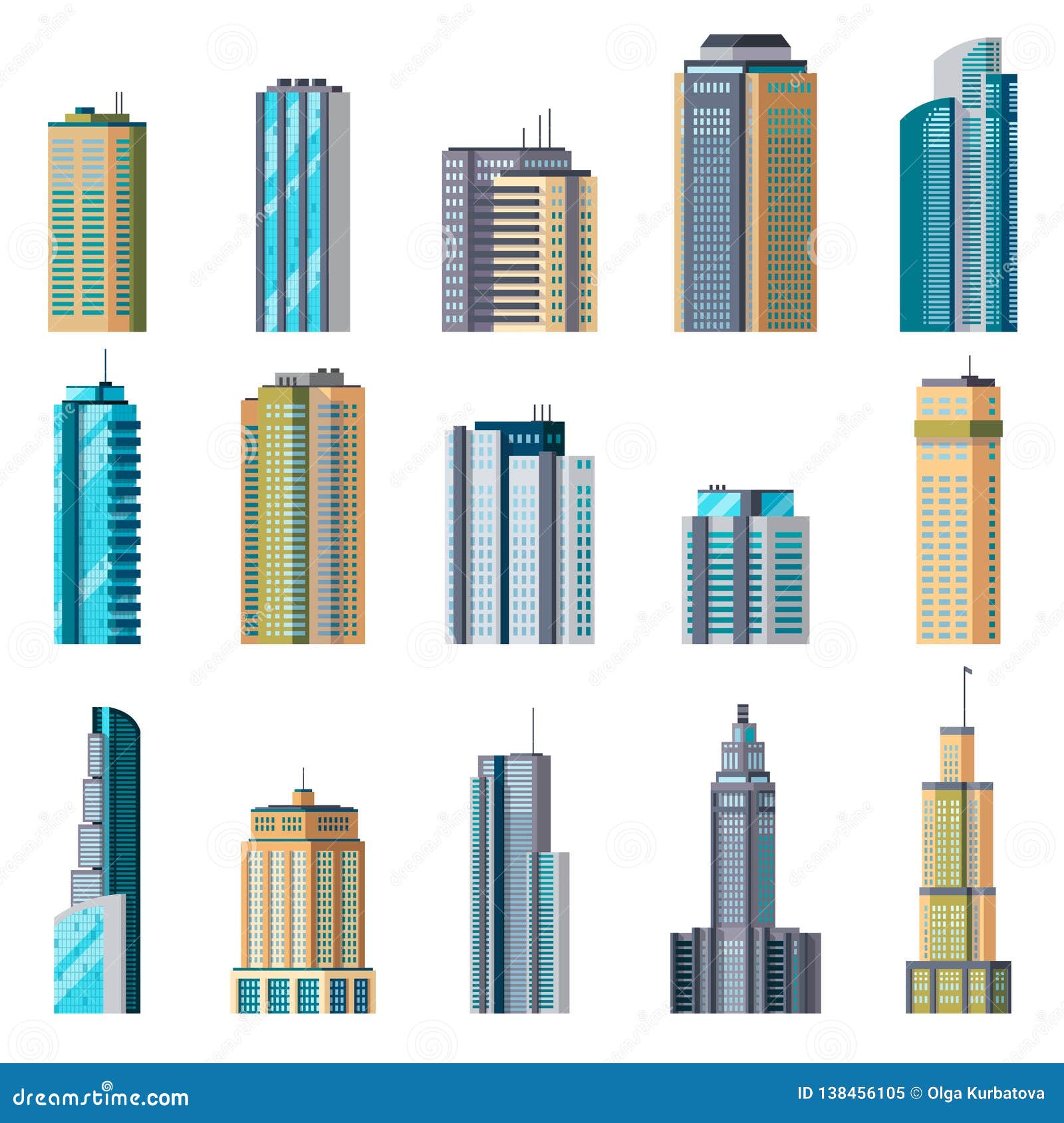 Tall Buildings Seamless Retro Vector Cartoon Vector | CartoonDealer.com ...