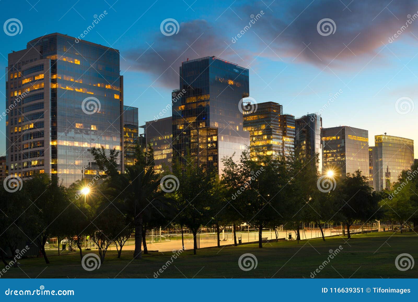 buildings at nueva las condes, a new financial and business center in las condes district next to araucano park, santiago