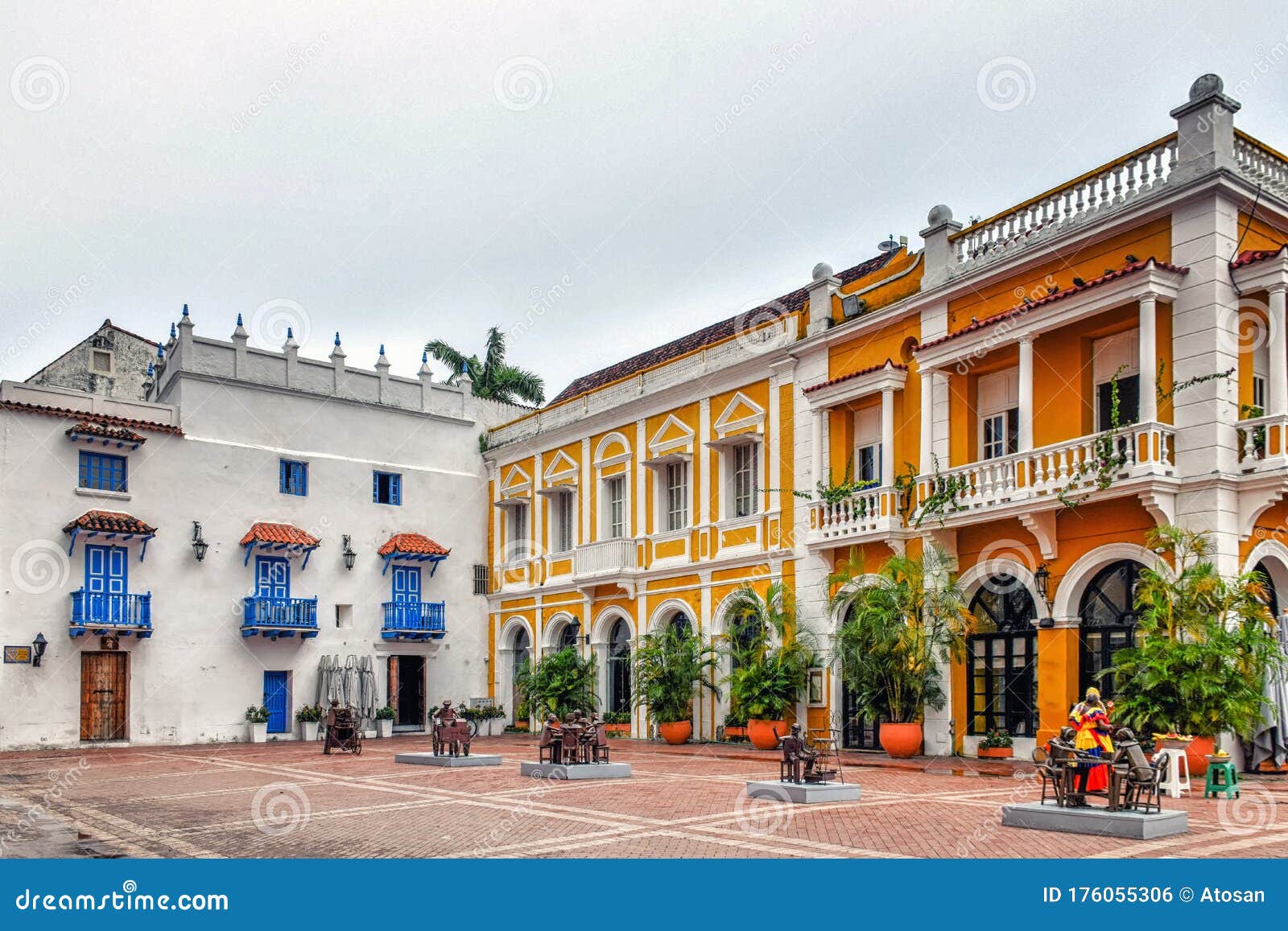 buildings at plaza de los coches, cartagena  bolivar, colombia