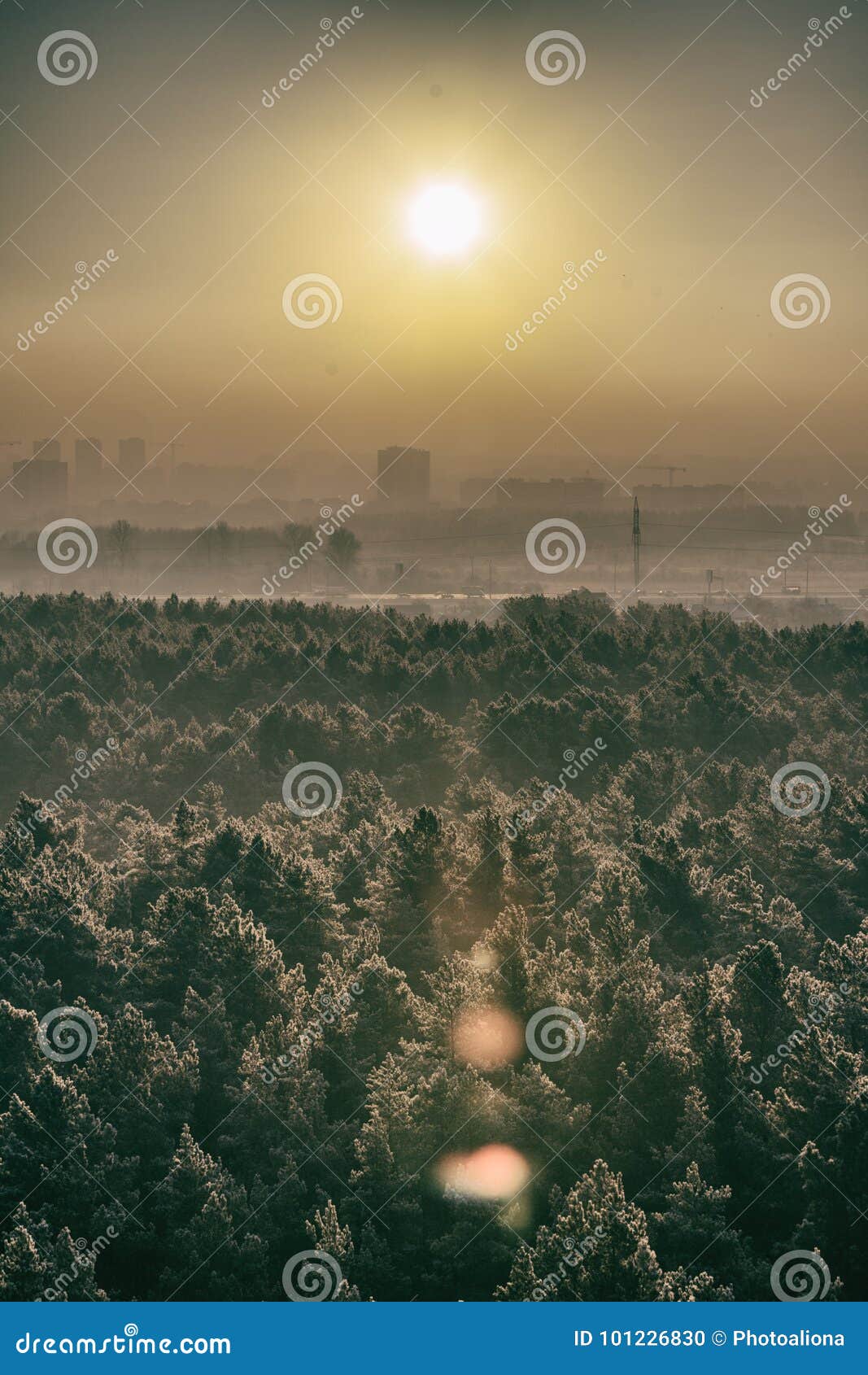 early foggy morning over the city of minsk