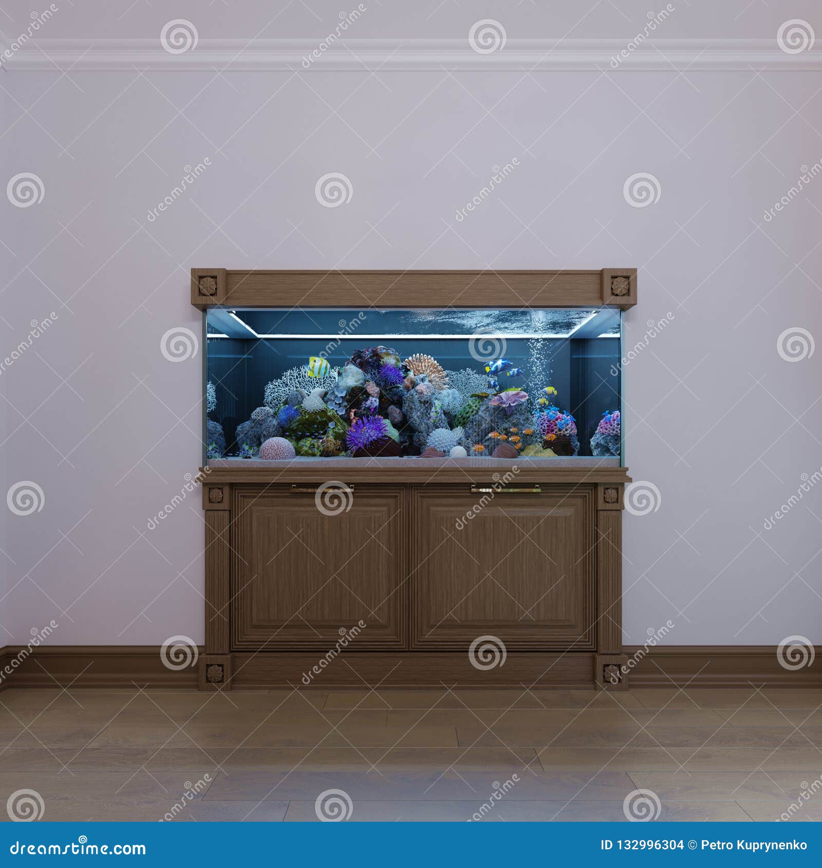 Builtin Aquarium with a Under it in a Classic Style in a