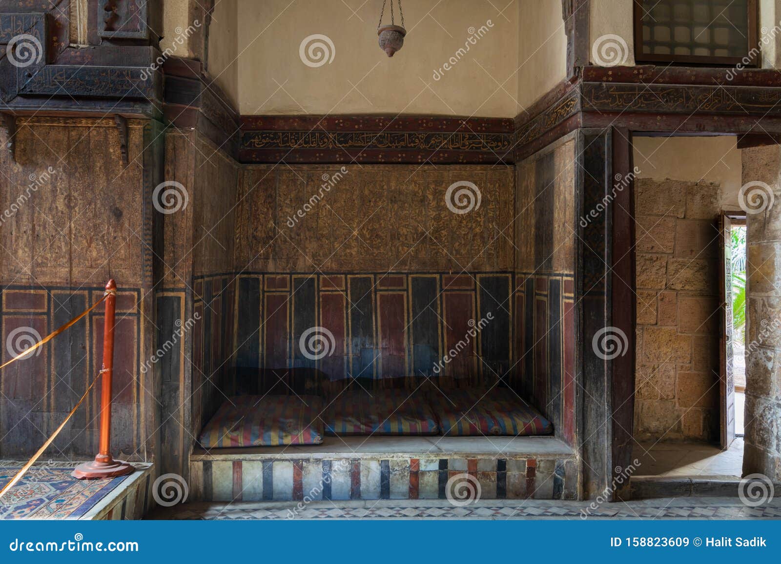 built-in bench - couch - at historical ottoman era el sehemy house, cairo, egypt