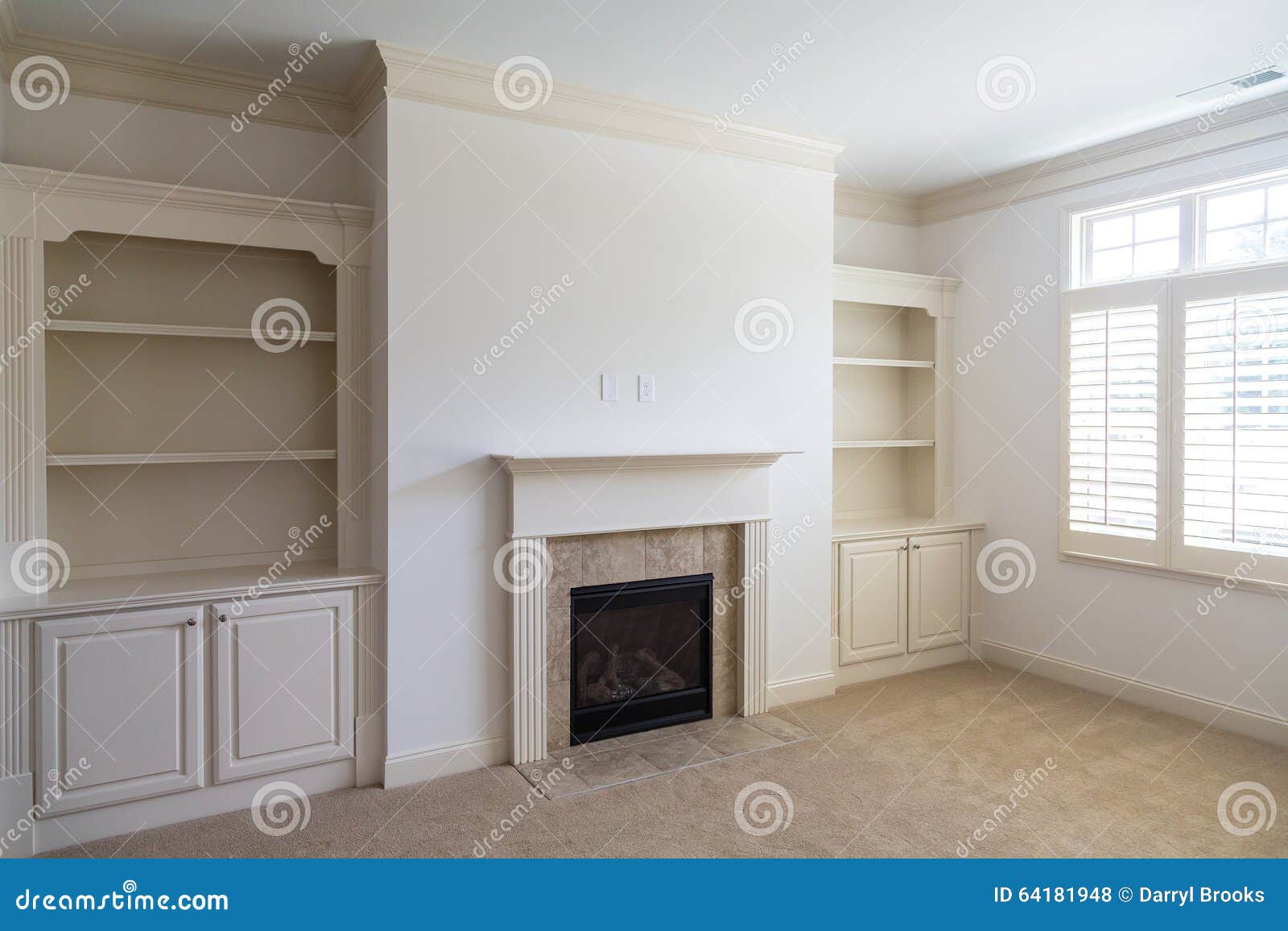 Built In Bookcases In Empty Room Stock Photo Image Of Empty