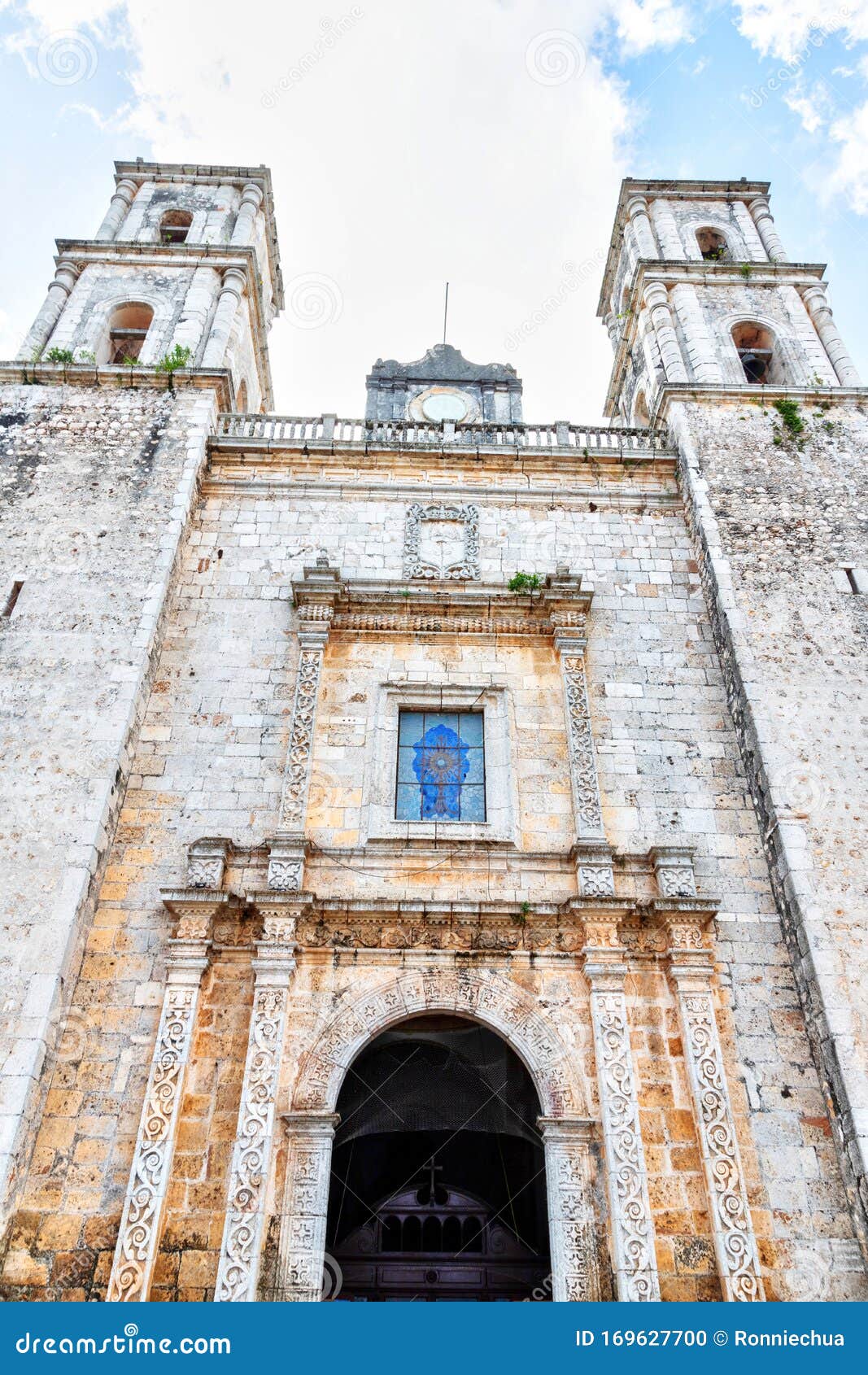 centuries-old historic cathedral of san gervasio church in valladolid, mexico