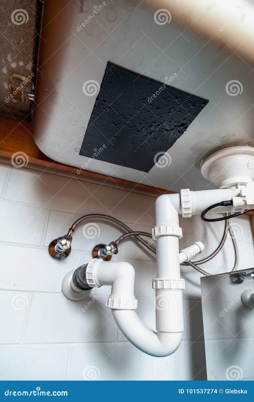 Builtin Metal Kitchen Sink. Bottom View Stock Photo Image of channel