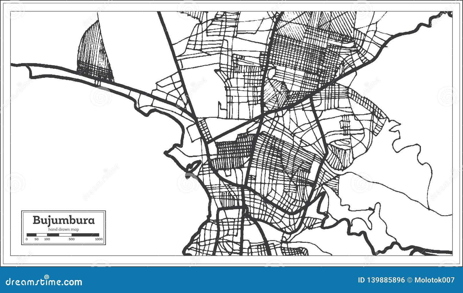 Bujumbura Burundi City Map In Retro Style In Golden Color Outline Map Bujumbura Burundi City Map In Retro Style In Golden Color Outline Map
