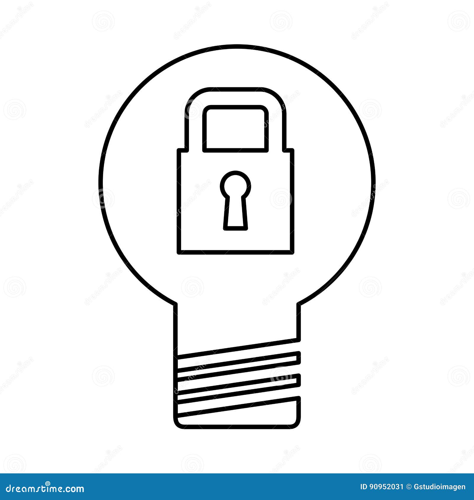 Bulb light with padlock stock vector. Illustration of invention 90952031