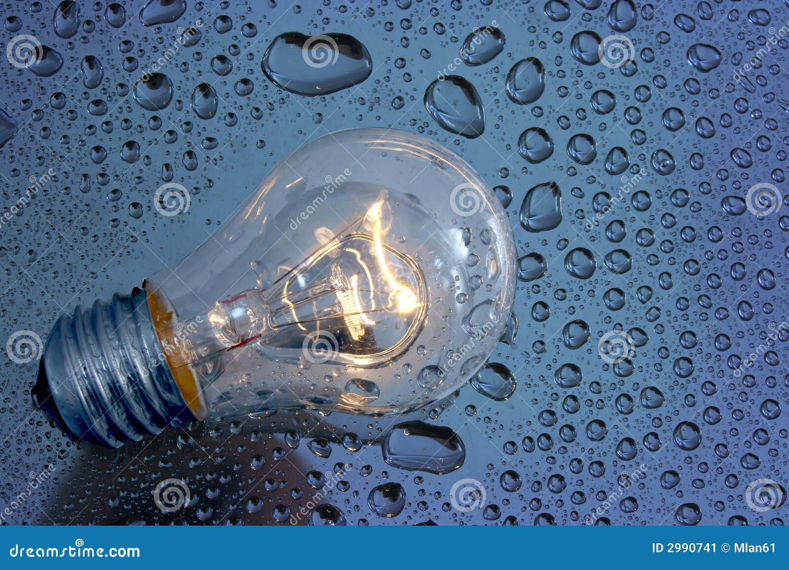 Bulb and water drops stock image. Image of reflection 2990741