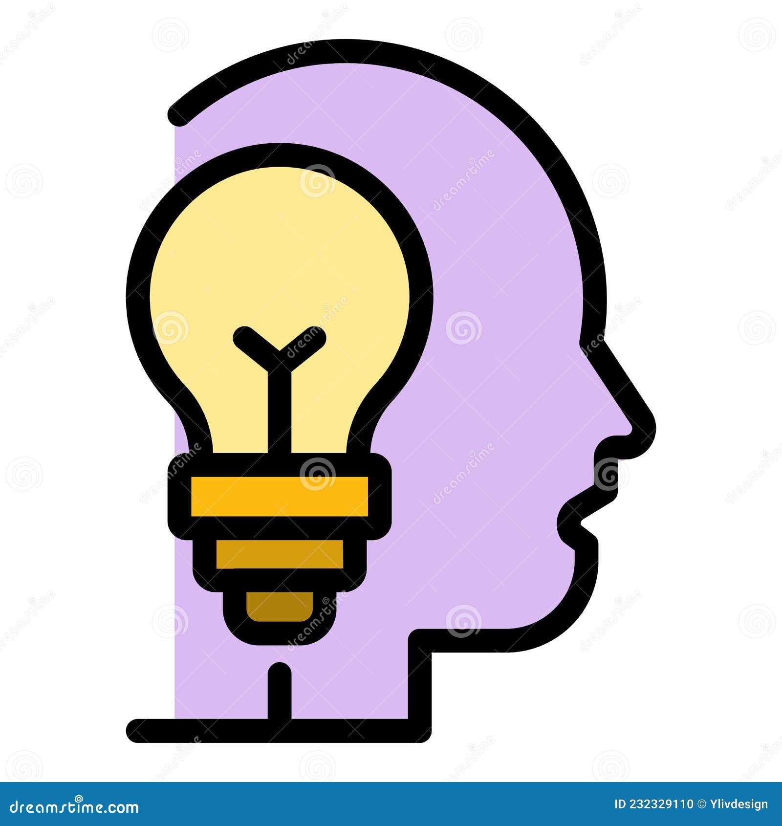 buld idea head icon color outline 