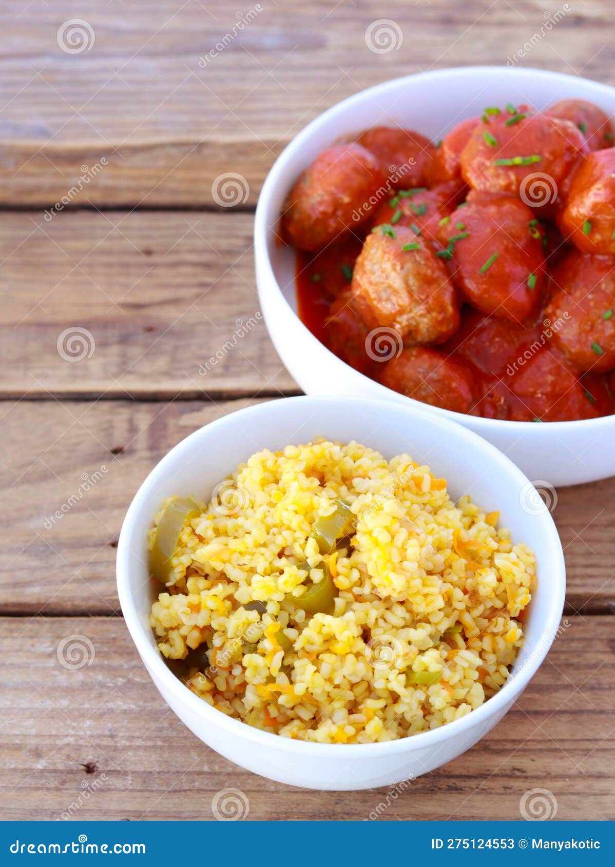Bulgur with Vegetables and Meatballs Stock Image Image of dinner
