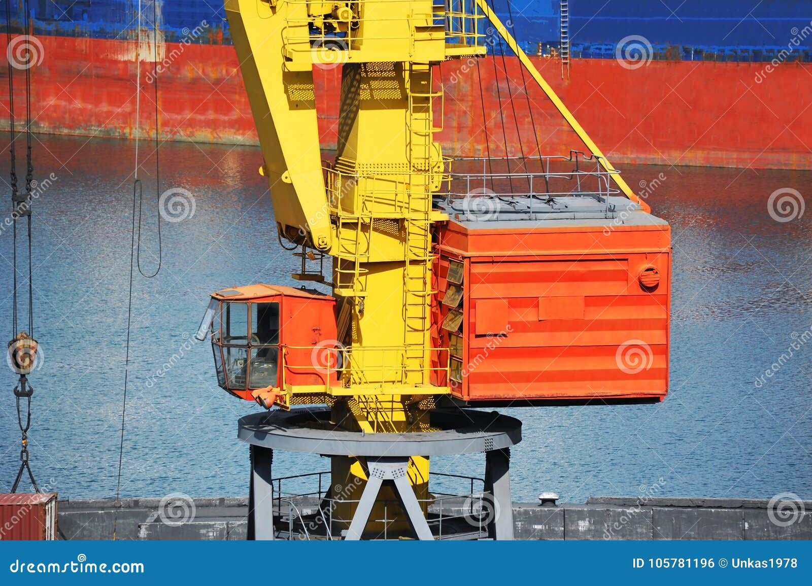 Bulk Cargo Ship Under Port Crane Stock Photo Image of machinery