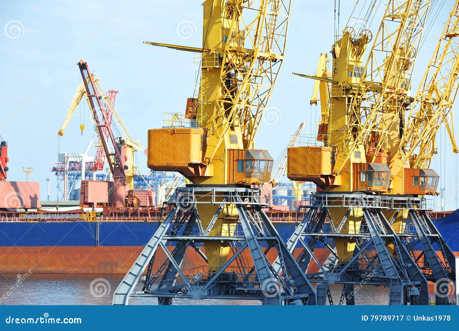 Bulk Cargo Ship Under Port Crane Stock Image Image of crane
