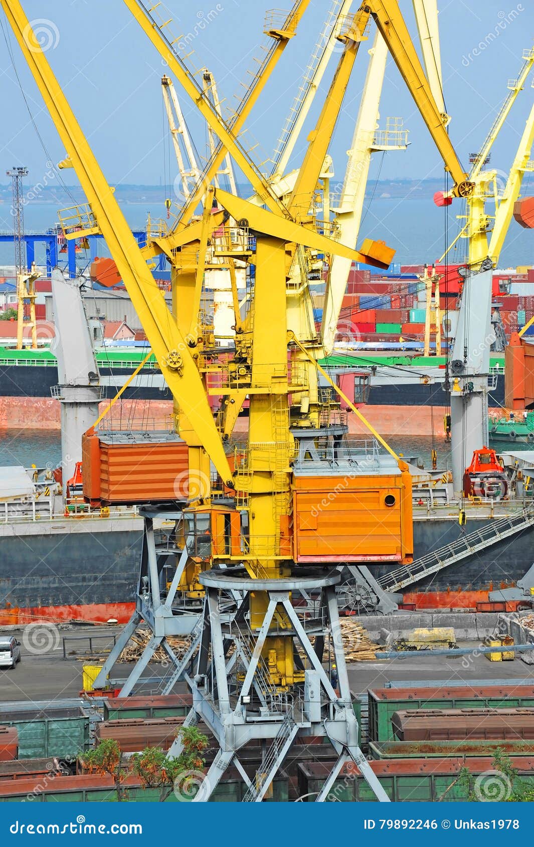Bulk Cargo Ship Under Port Crane Stock Photo Image of machine, dock