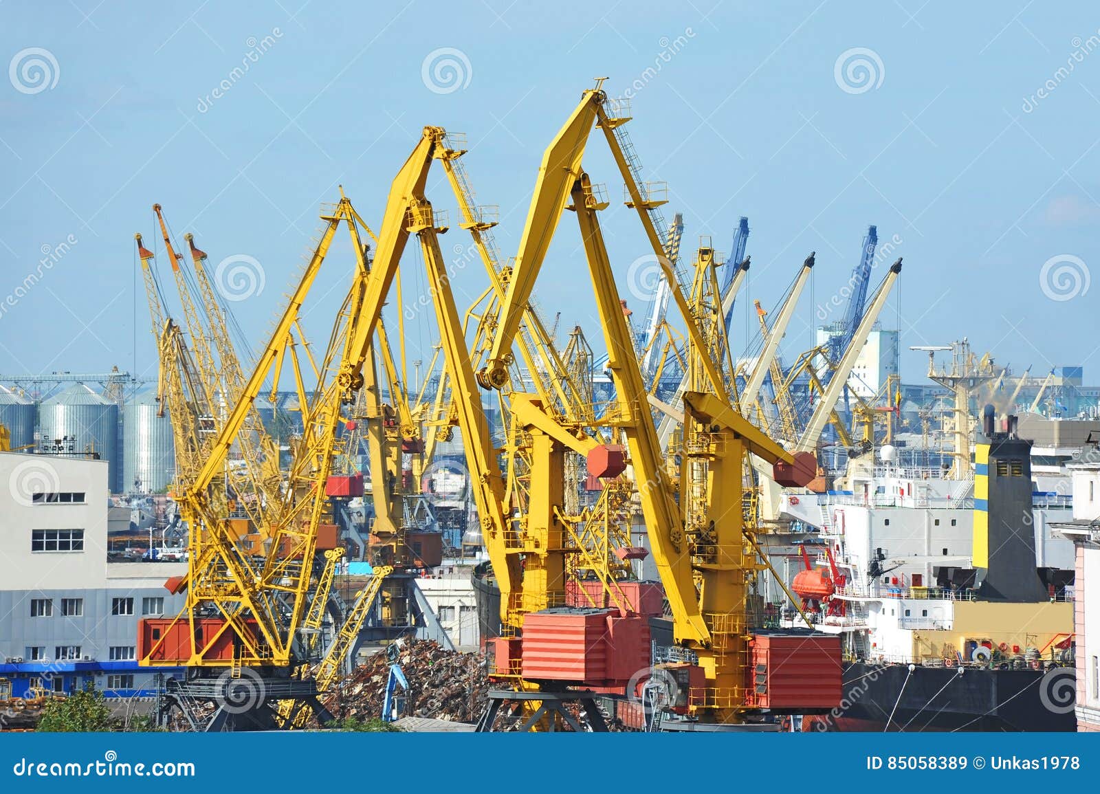 Bulk Cargo Ship Under Port Crane Stock Image Image of logistics